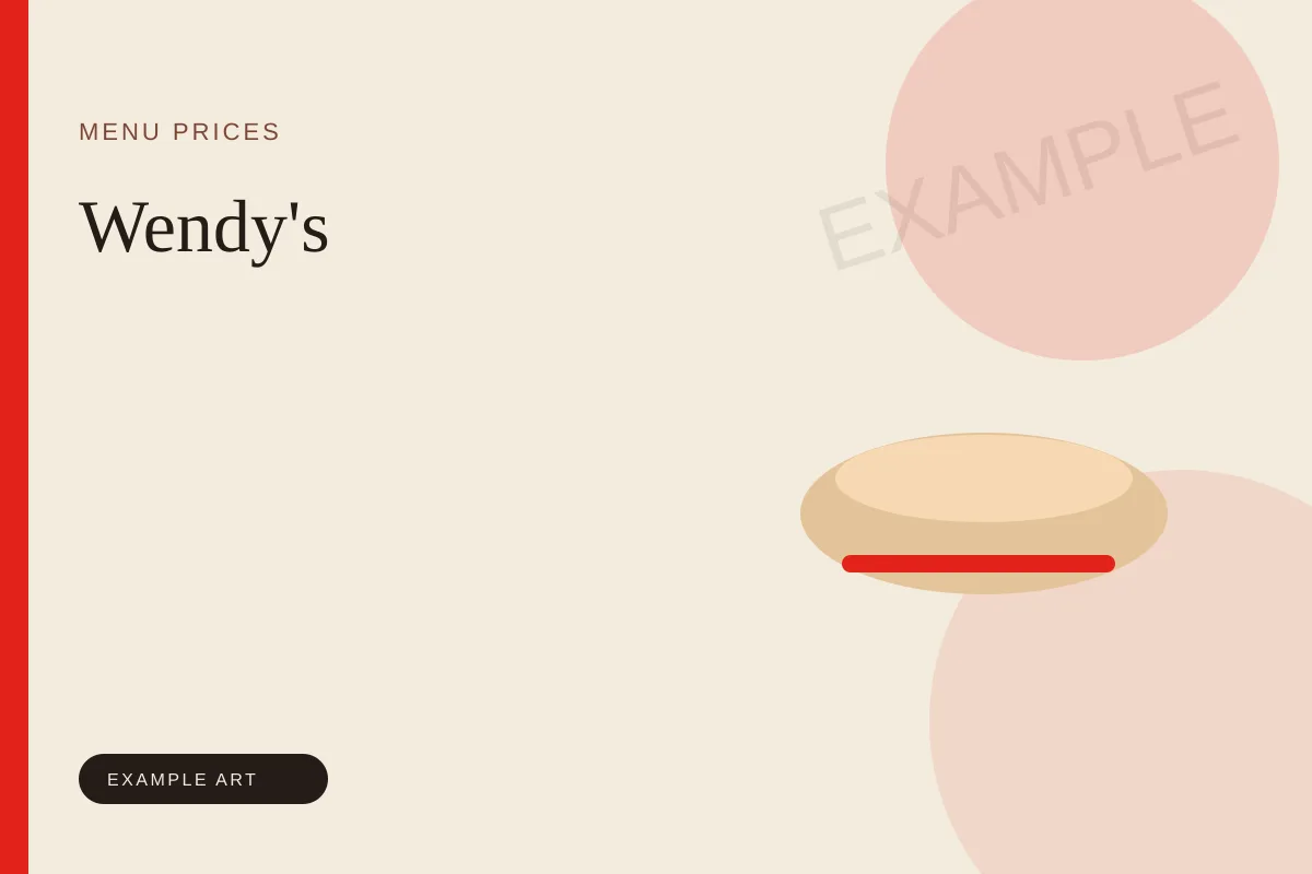 Illustrated menu card for Wendy's. Example art, not an official logo or product photo.