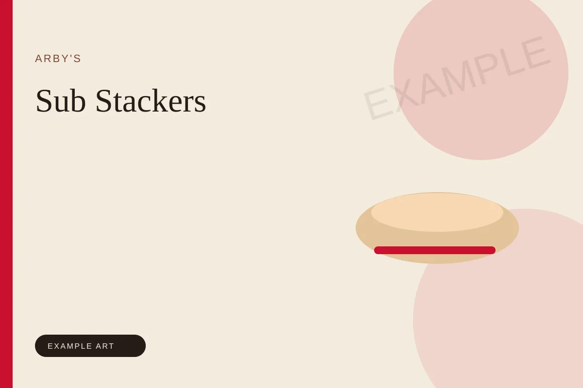 Illustrated placeholder for the Arby's Sub Stackers. Example art, not an official product photo.
