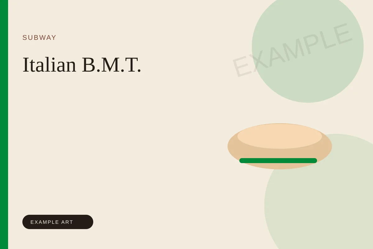 Illustrated placeholder for the Subway Italian B.M.T.. Example art, not an official product photo.