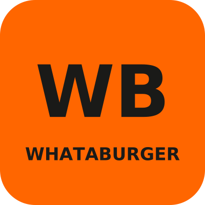 Original orange rounded square tile for Whataburger menu prices, with a bold monogram in a plain sans and not an official logo.
